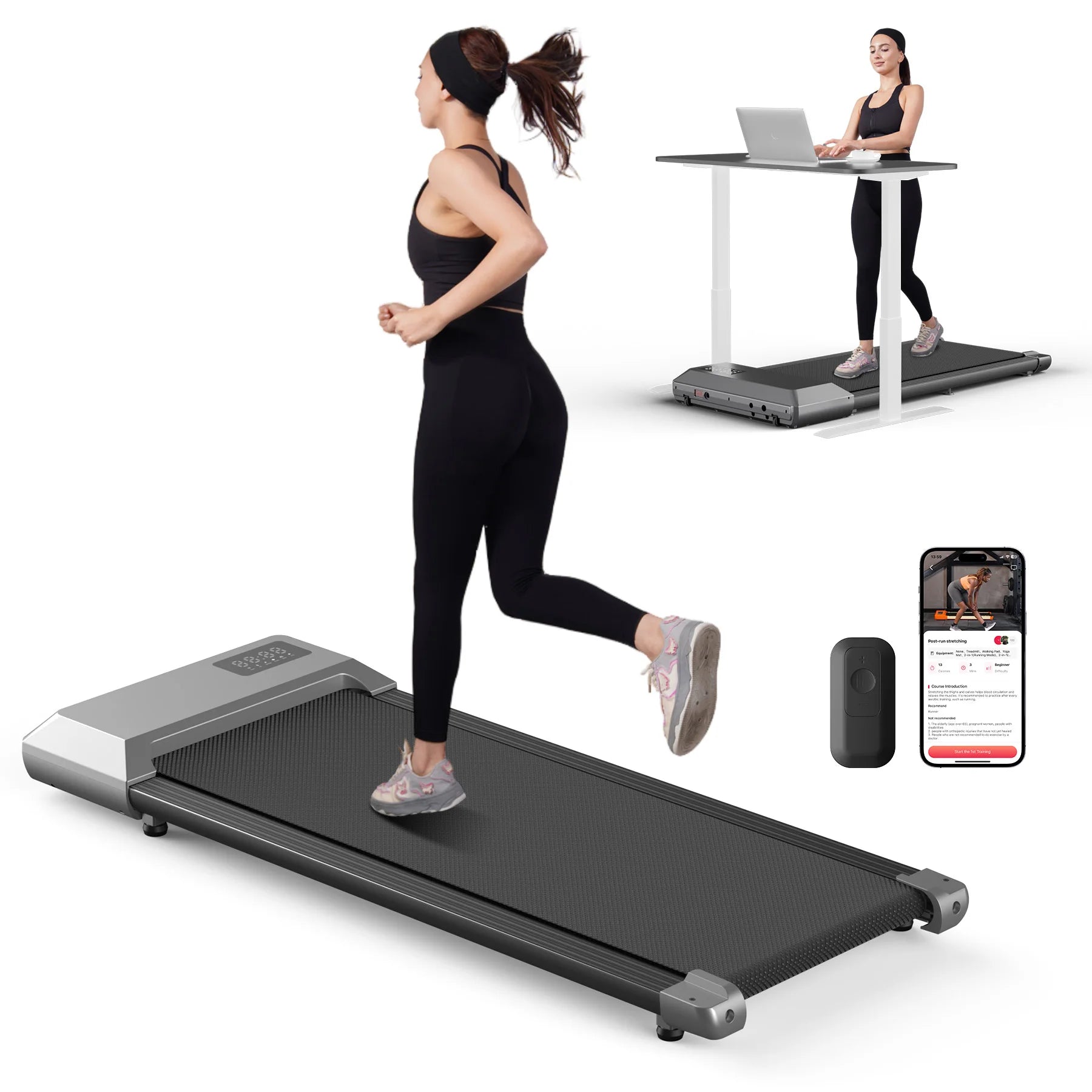 Tapis roulant 300lbs pour la maison 2,5hp tapis roulant tapis de marche LCD affichage numérique des données 2in1 marche course Fitness exercice Machine