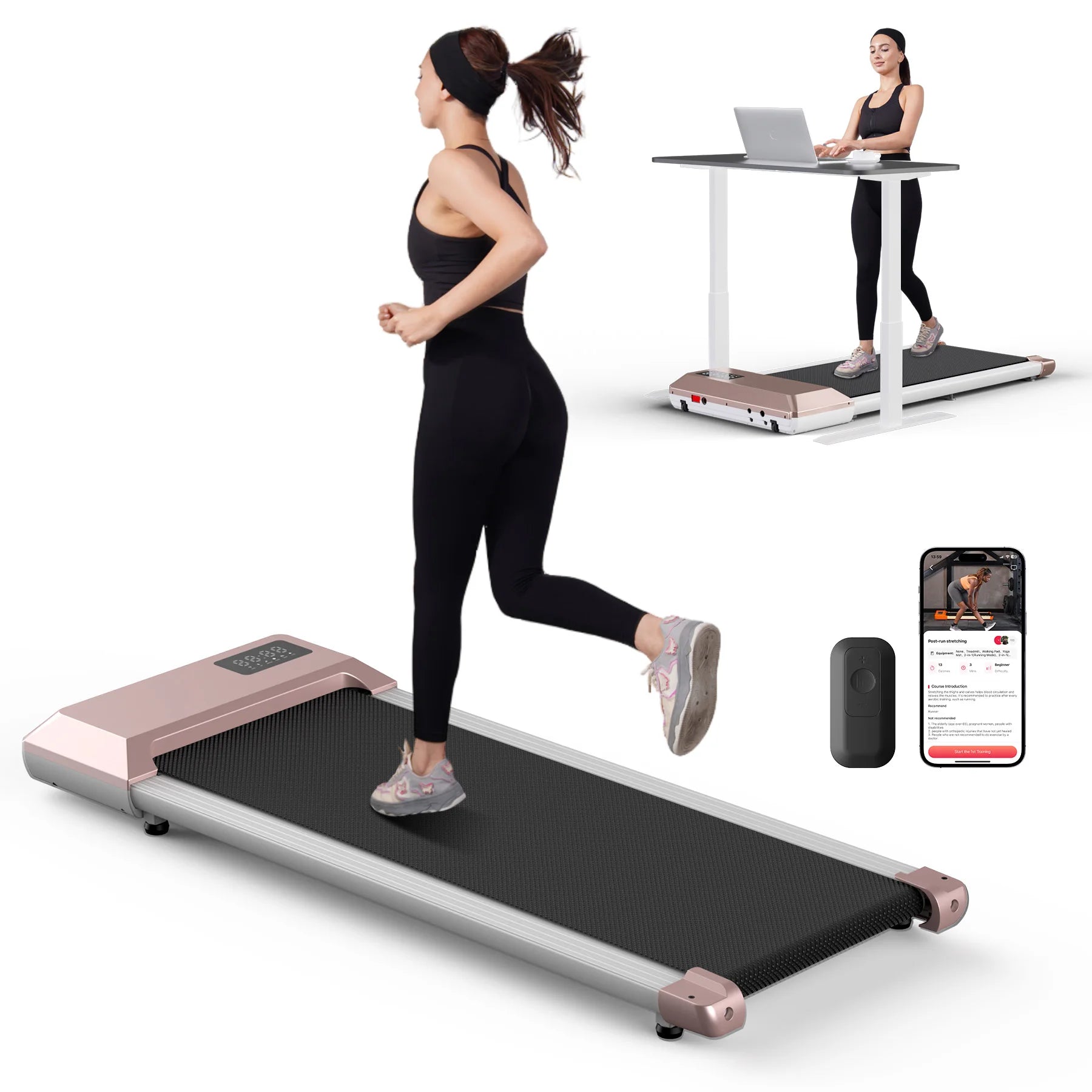 Tapis roulant 300lbs pour la maison 2,5hp tapis roulant tapis de marche LCD affichage numérique des données 2in1 marche course Fitness exercice Machine