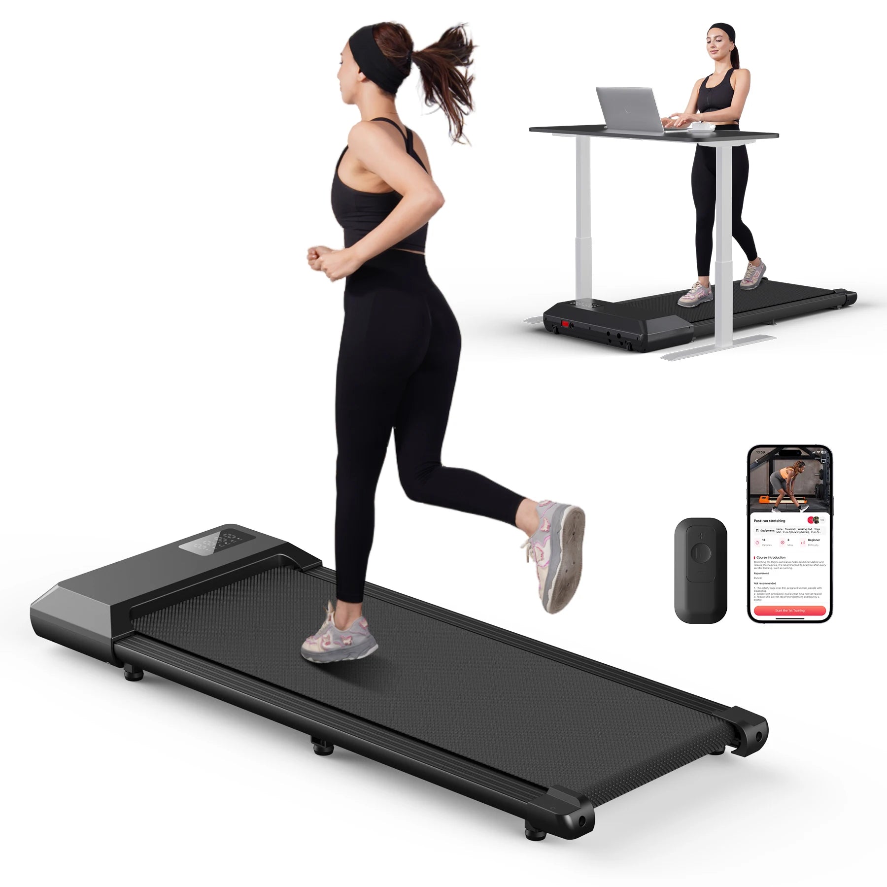 Tapis roulant 300lbs pour la maison 2,5hp tapis roulant tapis de marche LCD affichage numérique des données 2in1 marche course Fitness exercice Machine