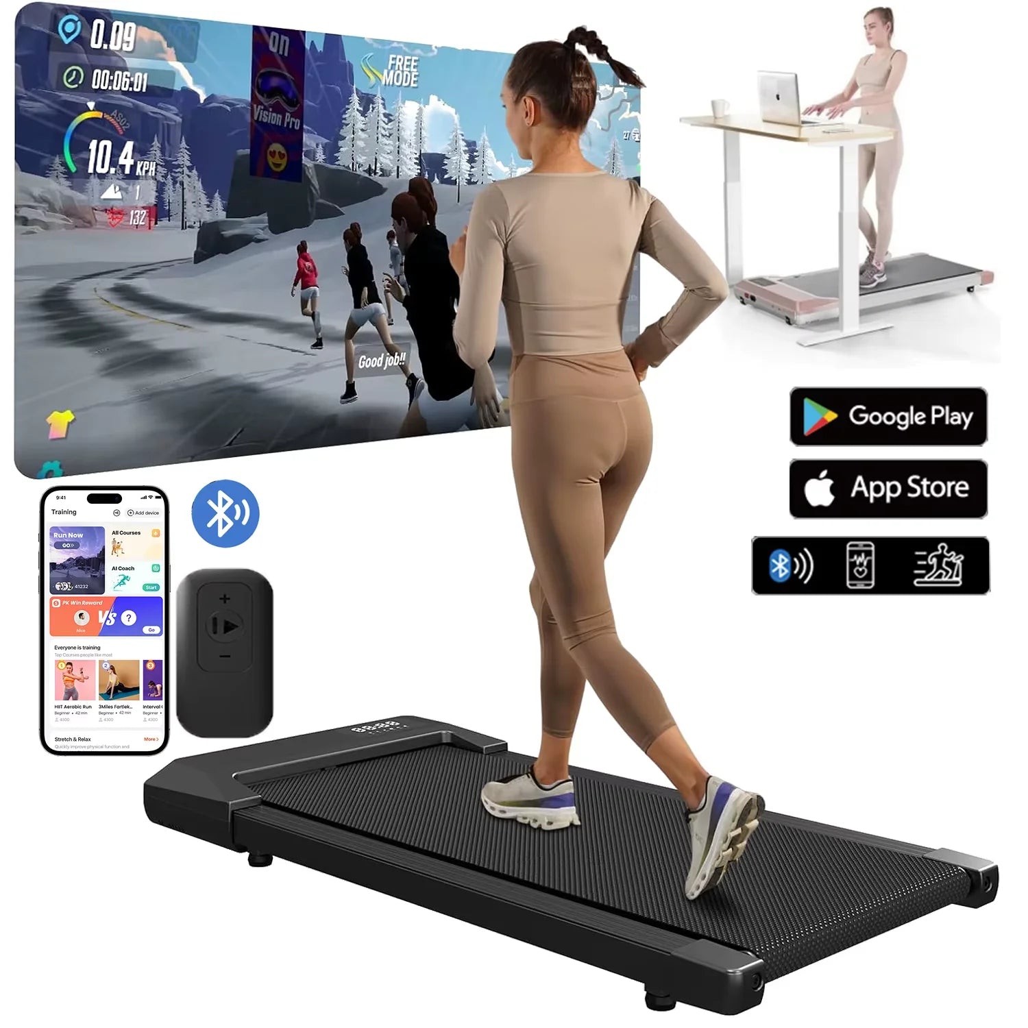 Tapis roulant 300lbs pour la maison 2,5hp tapis roulant tapis de marche LCD affichage numérique des données 2in1 marche course Fitness exercice Machine